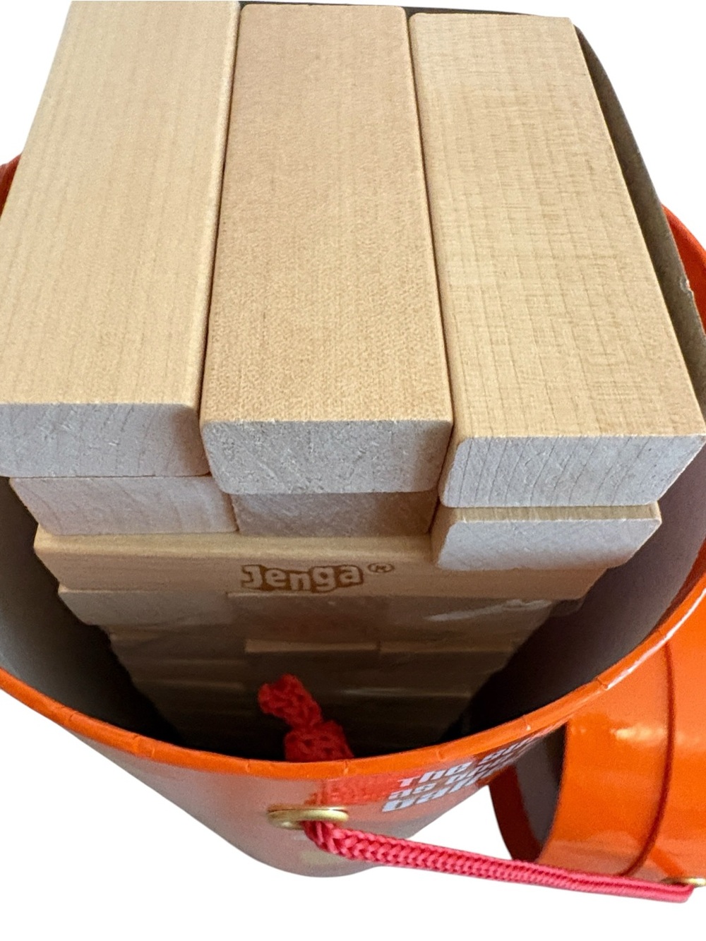 Jenga Original Wood Block Game Parker Brothers Orange Cylinder Tube Complete - Picture 6 of 6